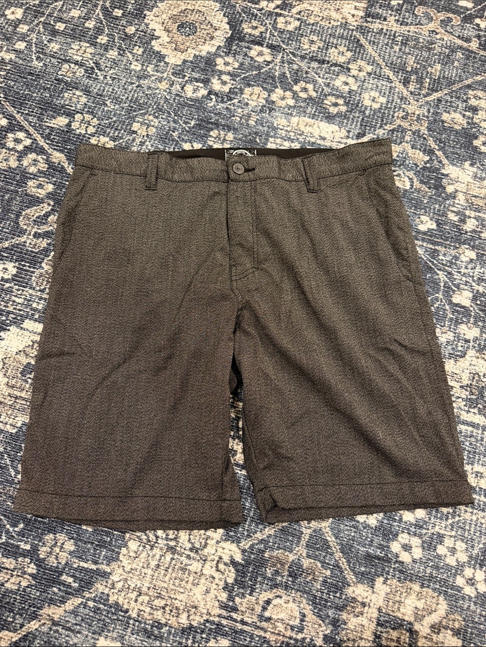 Men's Textured Gray Flat Front Shorts